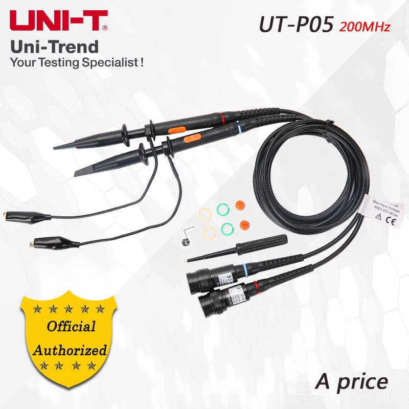 

UNI-T UT-P05 200MHz Passive probe ; 200MHz oscilloscope probe; suitable for UTD2202CE, UTD2202CM, UPO2202CS, UPO2204CS, etc.