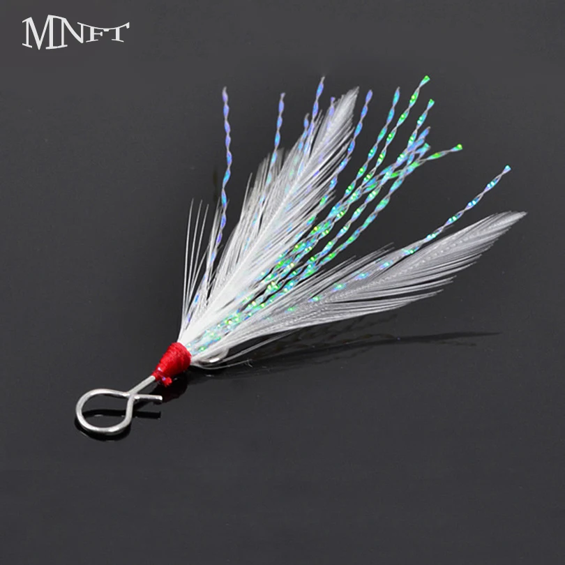 MNFT 10 Pcs 49mm Feather Lure Pendant Bloodstreams Feather Fishing Lures Treble Hook