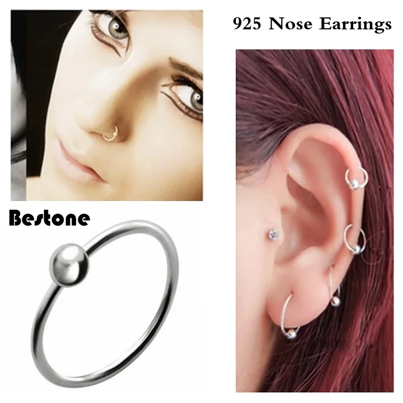 Piercing Nose Rings and Studs 925 sterling silver Body Chain indian gold hoop Nose Ring Body Jewelry Women wedding men Fashion image 6