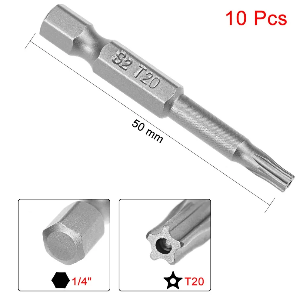 Imagem -03 - Uxcell-chave de Fenda Magnética t8 T10 T15 T20 T25 T27 T30 e T40 10 Tamanhos 50 mm e Polegadas