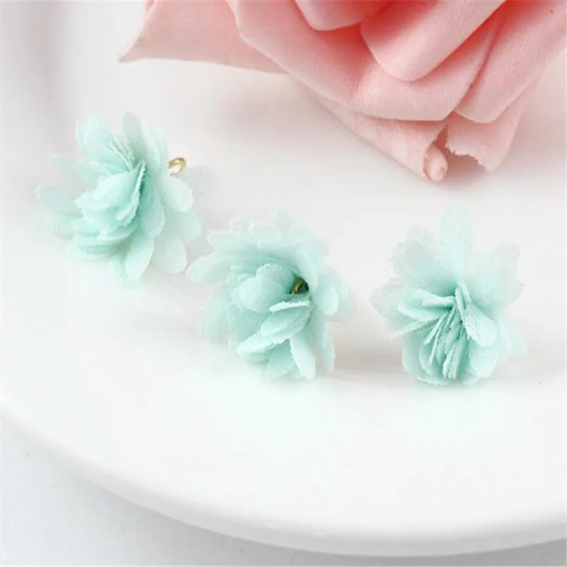 20pcs/lot 15mm mini silk flower tassel for earrings jewelry making diy charm fabric tassel gold cap jewelry findings accessories