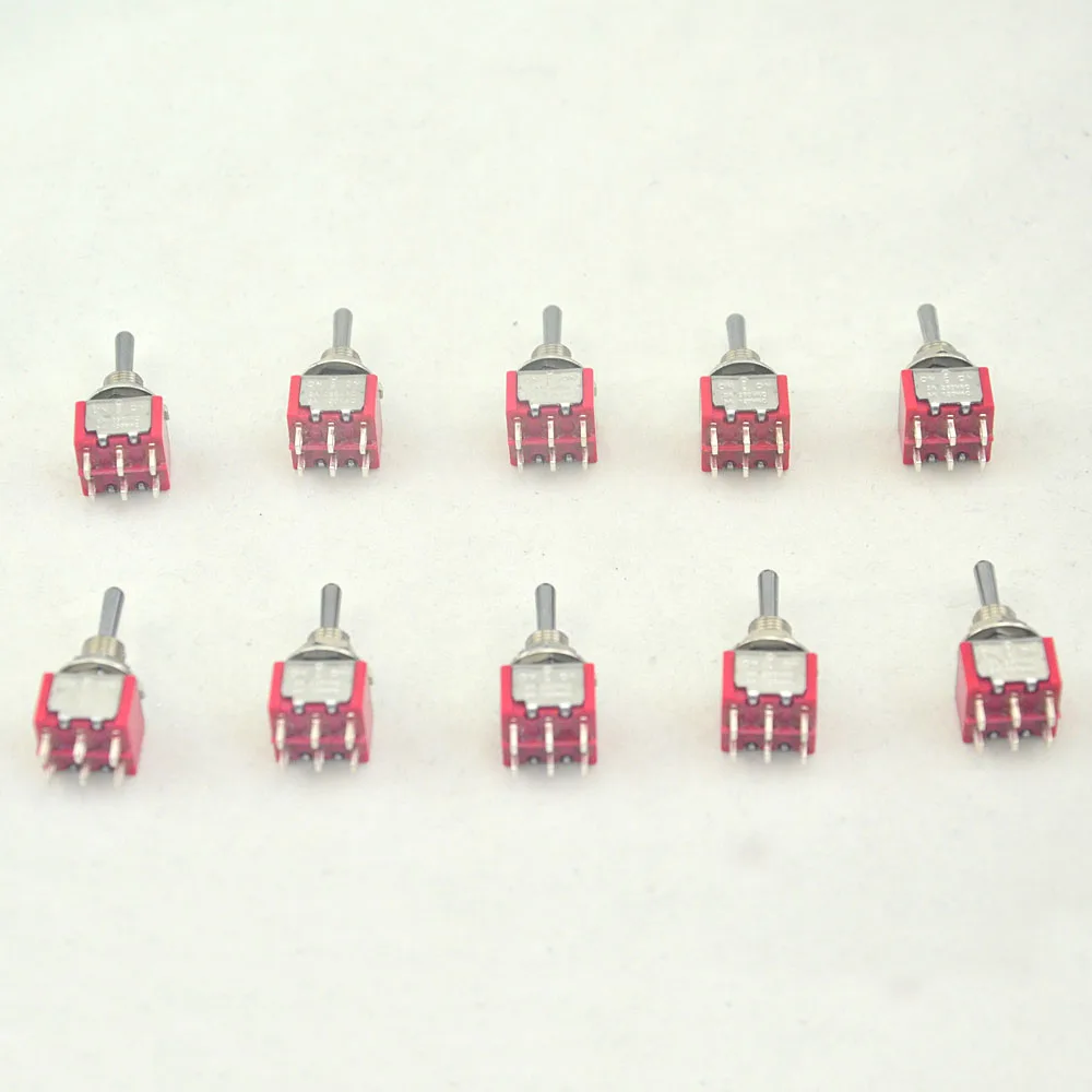 

10 x Mini Latching Toggle Switch DPDT ON-OFF-ON AC 5A/125V 2A/250V 6PIN for Guitar&Bass Kits