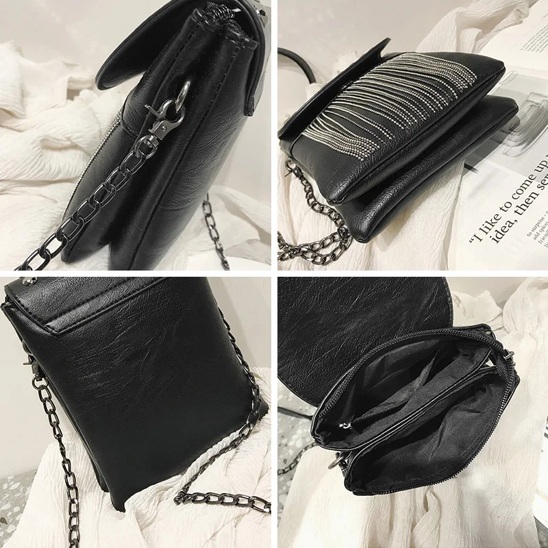 JIEROTYX Fringed with Diamonds Women\'s Bag Messenger Bags Designer Fashion Chain Female Shoulder Bag High Quality Wholesale