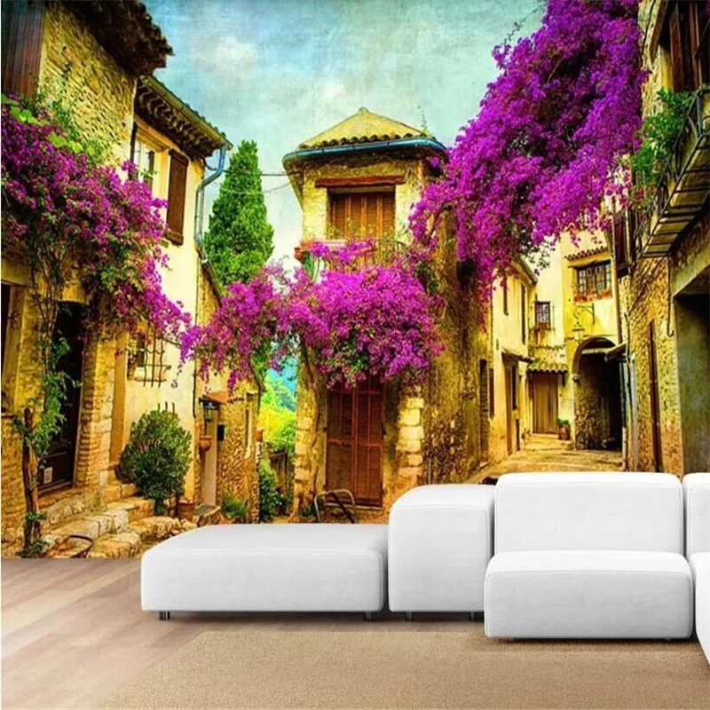 HD European ancient town wall specializing in the production of wallpaper murals custom photo wallpaper