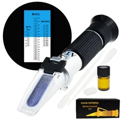 3-in-1 Honey Refractometer Brix/Moisture/Baume Tester Meter ATC, Sugar Water Content Level, Tri-Scale 58-90%/12-27%/38-43Be'