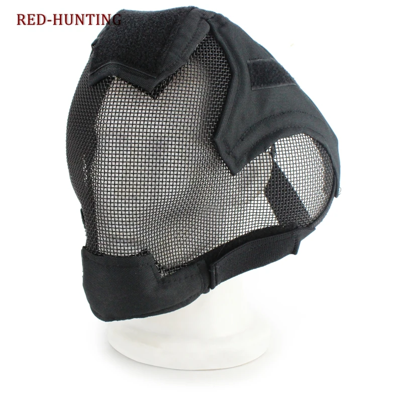 Caça tático completo-coberto máscaras militar airsoft paintball aço malha máscara paintball acessórios