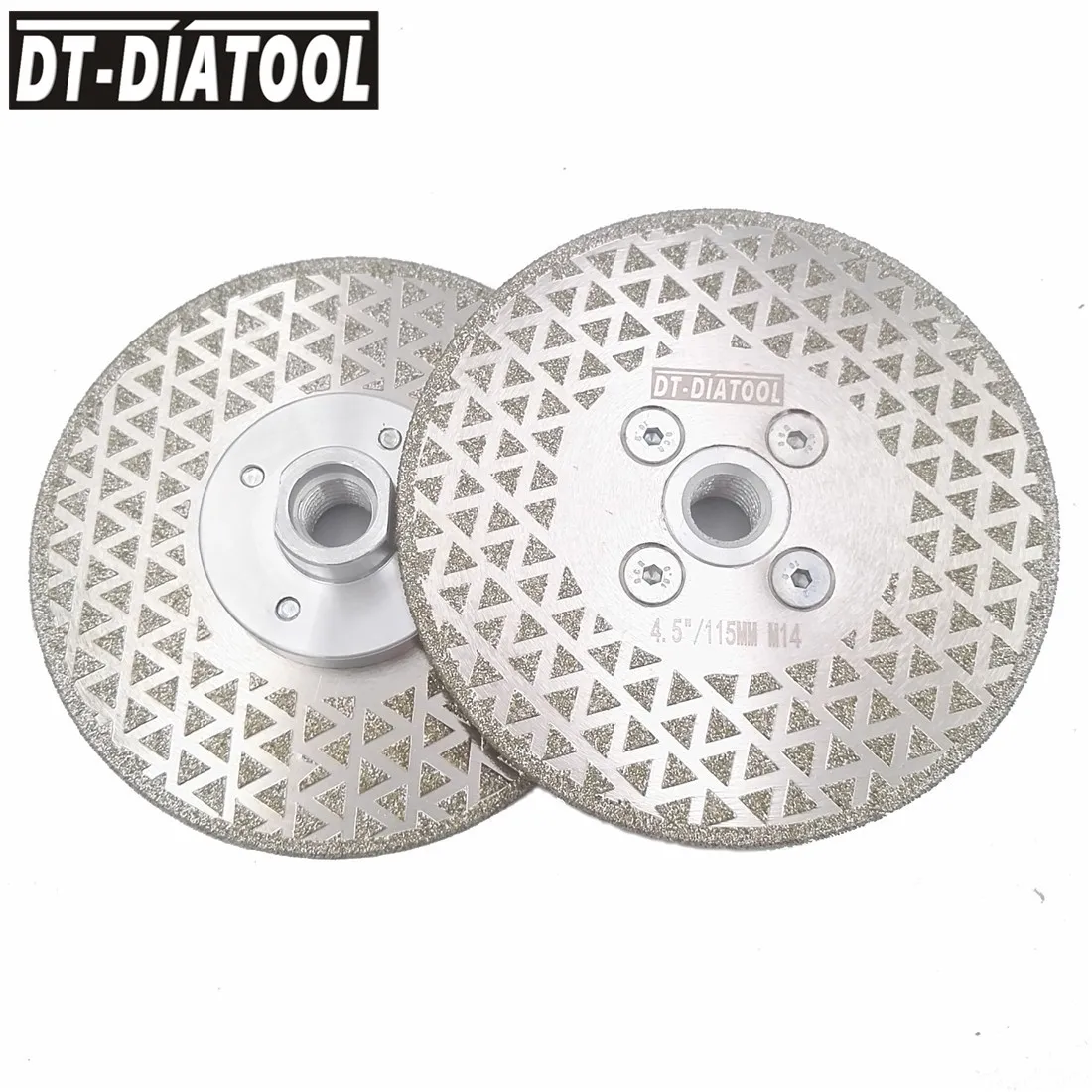 DT-DIATOOL 2pcs/pk 115mm Electroplated Diamond Cutting Disc Grinding Wheel M14 Thread Both Side Coated Stone Marble  4.5 inches