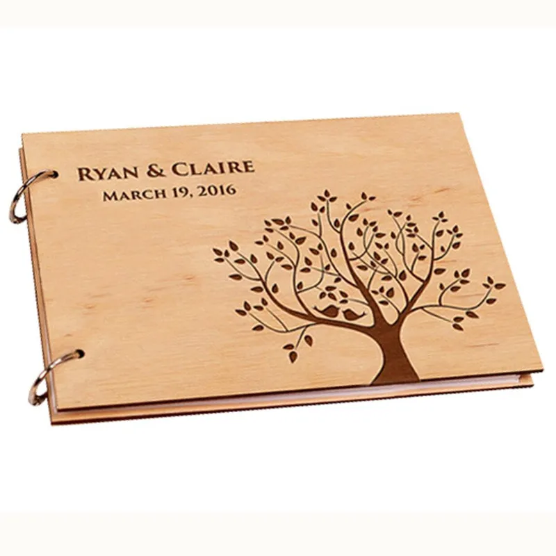 

Personalized Guest Book Wood Tree Wedding Book Rustic Guestbook Wedding Ablum Custom Name Date Guest Book Alternatives