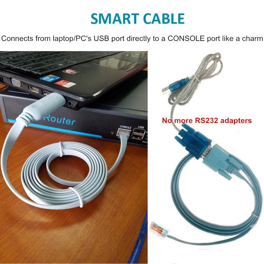 USB Console Cable USB to RJ45 Cable Essential Accesory of Cisco, NETGEAR, Ubiquity, LINKSYS, TP-Link Routers/Switches for Laptop