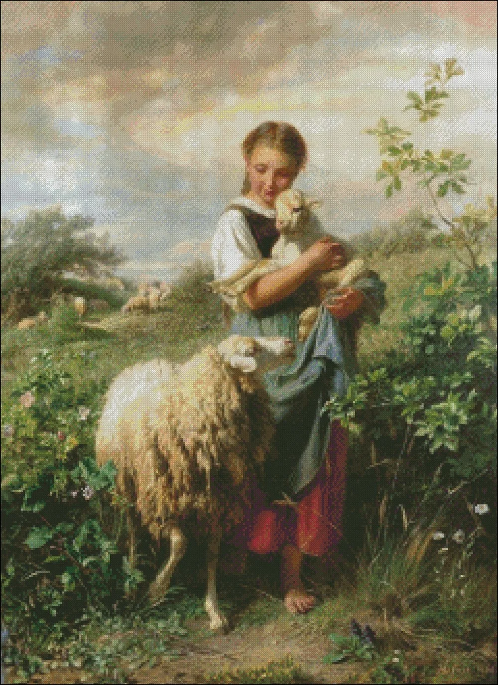 The Shepherdess - Counted Cross Stitch Kits - DIY Handmade Needlework for Embroidery 14 ct Cross Stitch Sets DMC Color