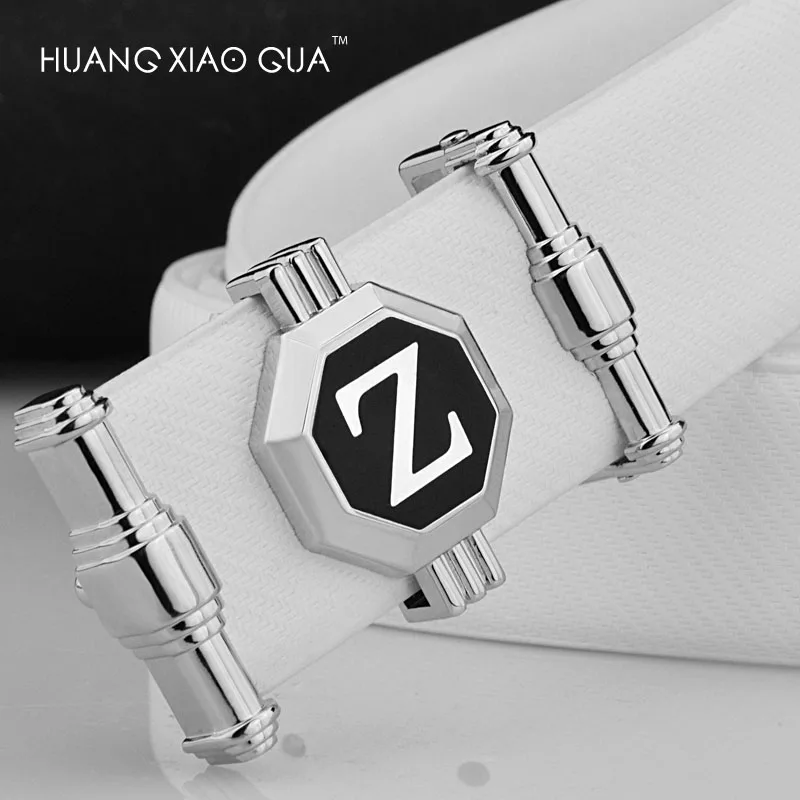 High quality white belt men genuine leather designer belts off men luxury Cowskin waistband Z letter  fashion casual Waist Strap