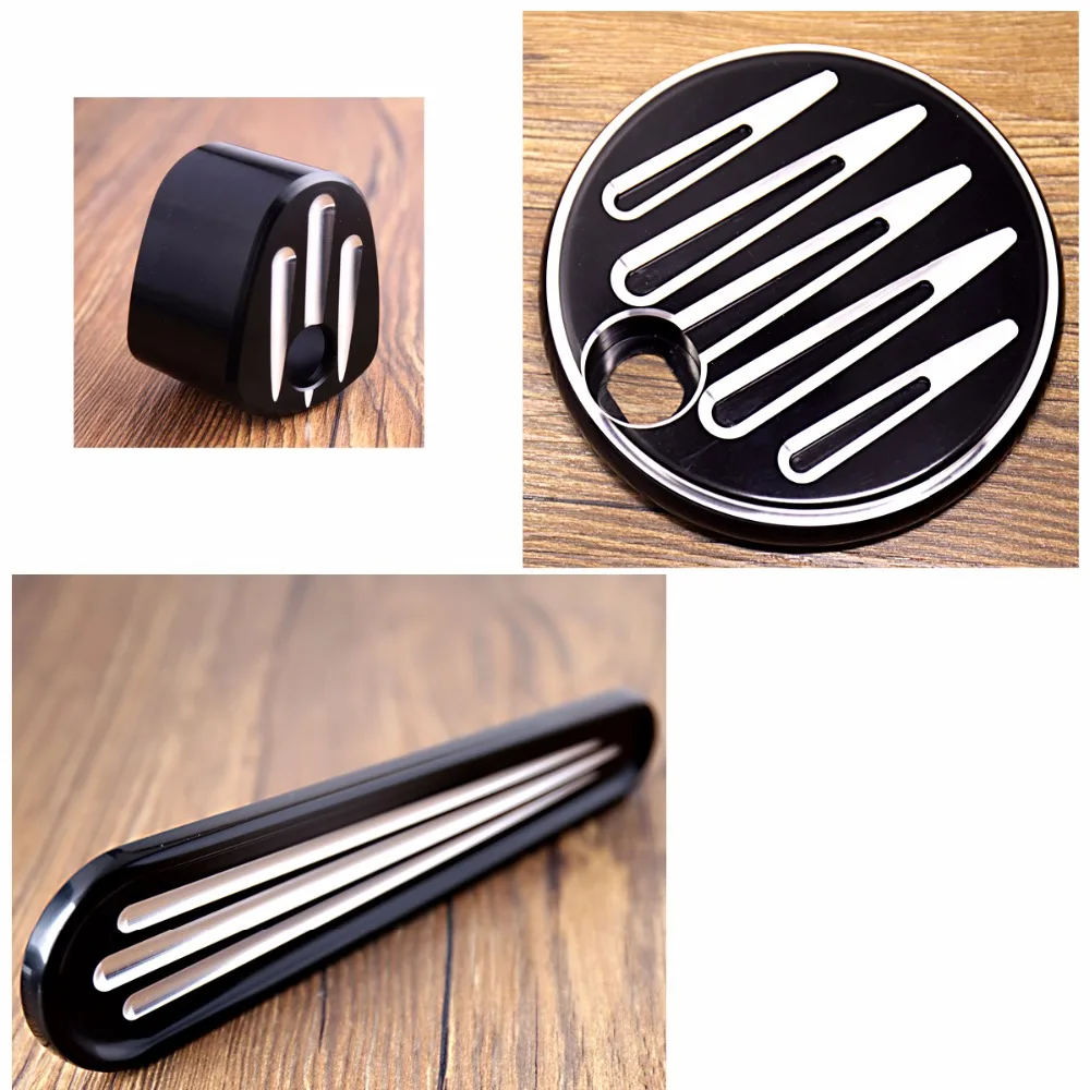 

Black Fuel Tank Door&Tank Inserts&Ignition Cap For Harley Touring Electra Street Glide Road King FLHX FLHR 2008-2013 Models