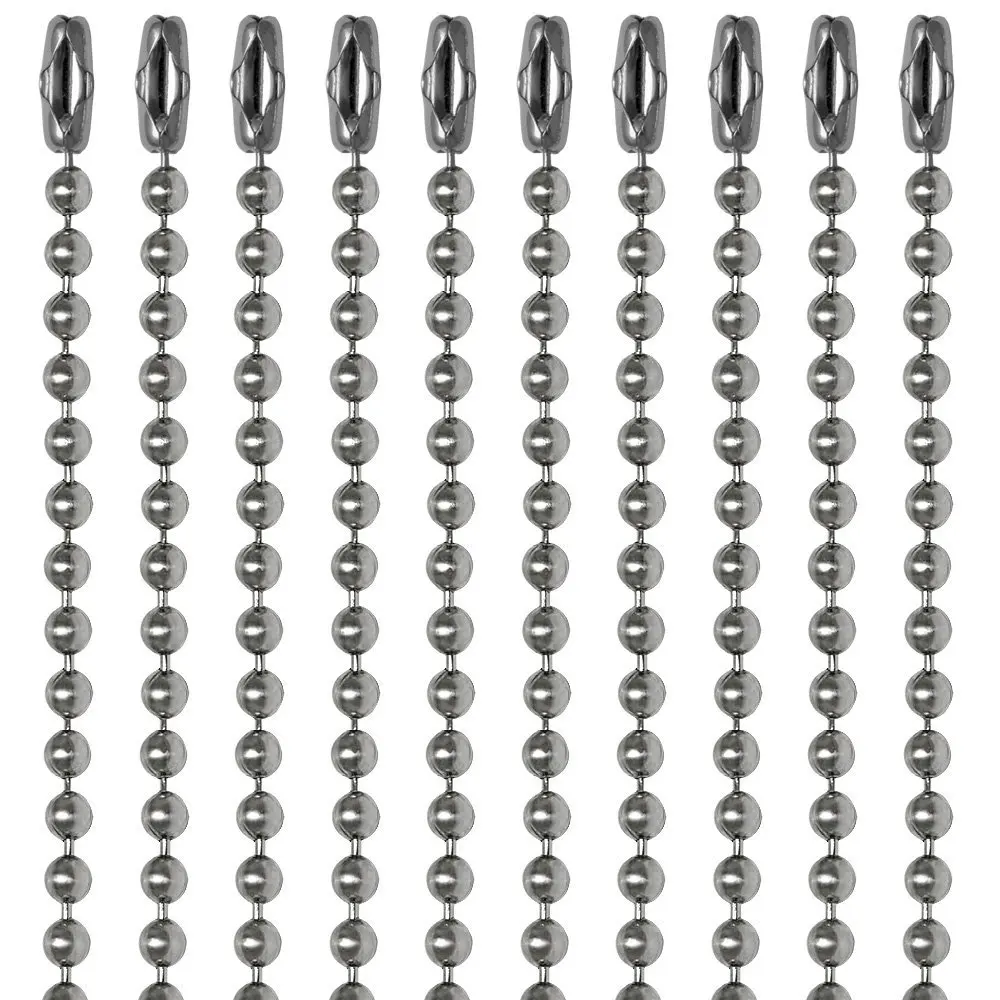 10 pcs beaded ball chain necklace,316L stainless steel jewelry finding dog tags for pendant chains making 2.4mm