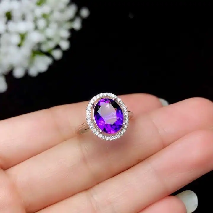 KJJEAXCMY Boutique Jewelryar 925 Pure Silver Mosaic Amethyst Girls Jie Support Detection