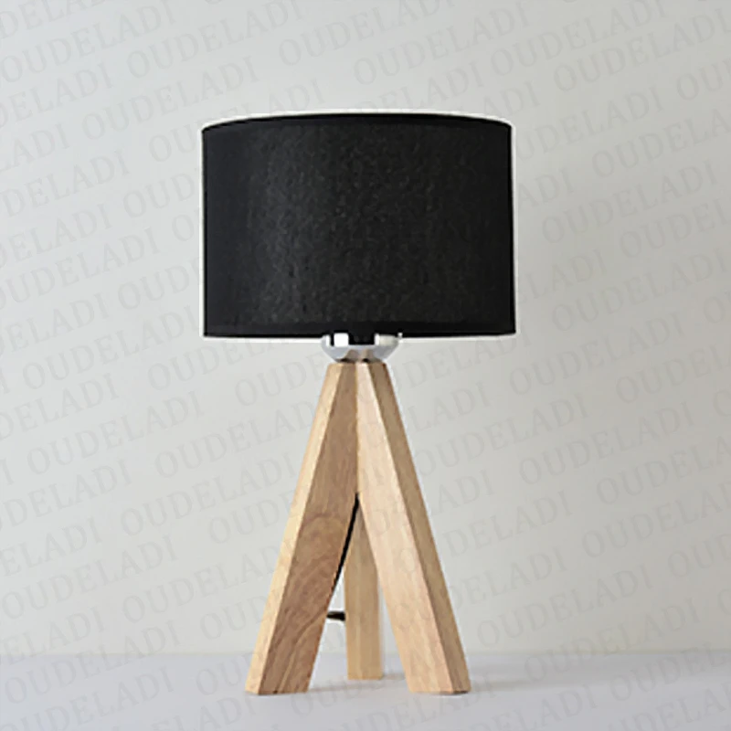 Wooden Table Lamp With White Black cloth lampshade Home decor living room Bedside Desk light E27 Study Reading Lighting Fixture