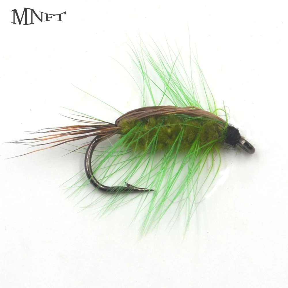 MNFT 10Pcs Olive Green Stone fly Trout Flies Outdoor Fly Fishing Hook 6#