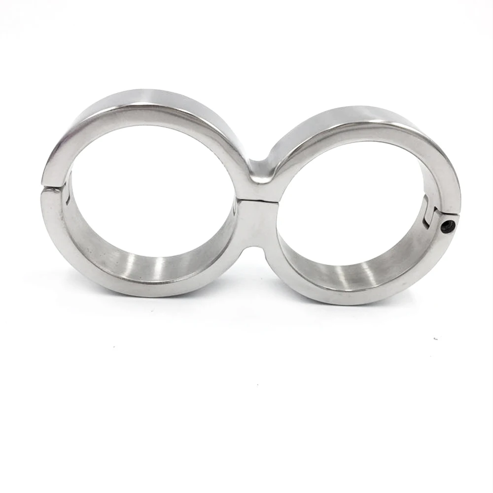 Latest Male Female Stainless Steel 8 Form Fixed Oval Shaped Wrist Restraint Handcuffs Manacle Adult BDSM Bondage Sex Toy 28