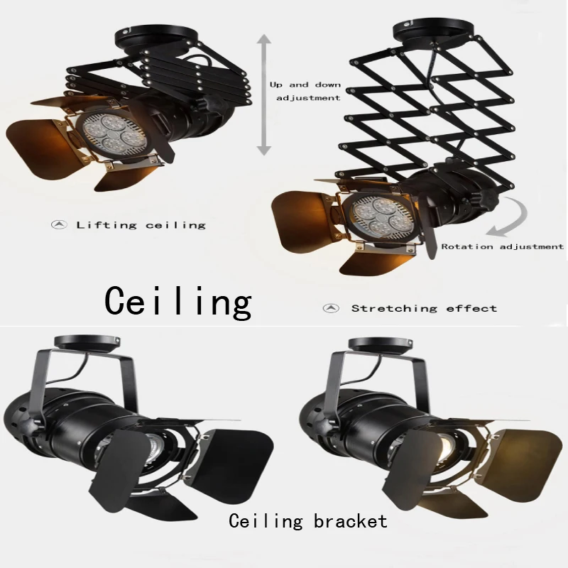 Bar Cafe Track Light Retractable Ceiling Light Showroom Studio LED Spot Light E27 Bulb Live Track Fill Light Factory Wholesale