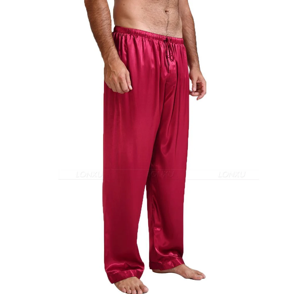 Mens Silk Satin Pajamas Pyjamas Pants Lounge Pants  Sleep Bottoms Free  Shipping  S M L XL 2XL 3XL 4XL Plus