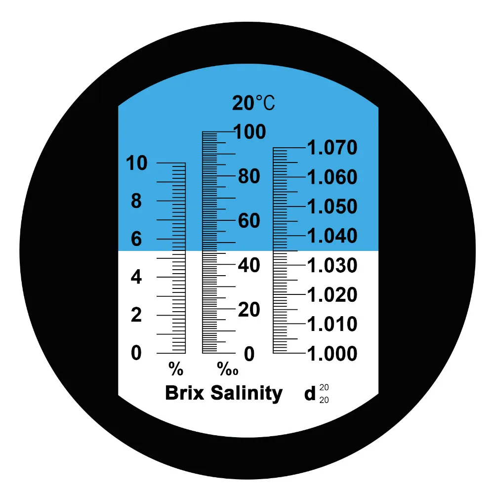 Salinity Meter Refractometer Tri-Scale ATC 0-100 ppt Salinity Range 0 to 10% Brix For Seawater Saltwater Marine Coral Fish Tank