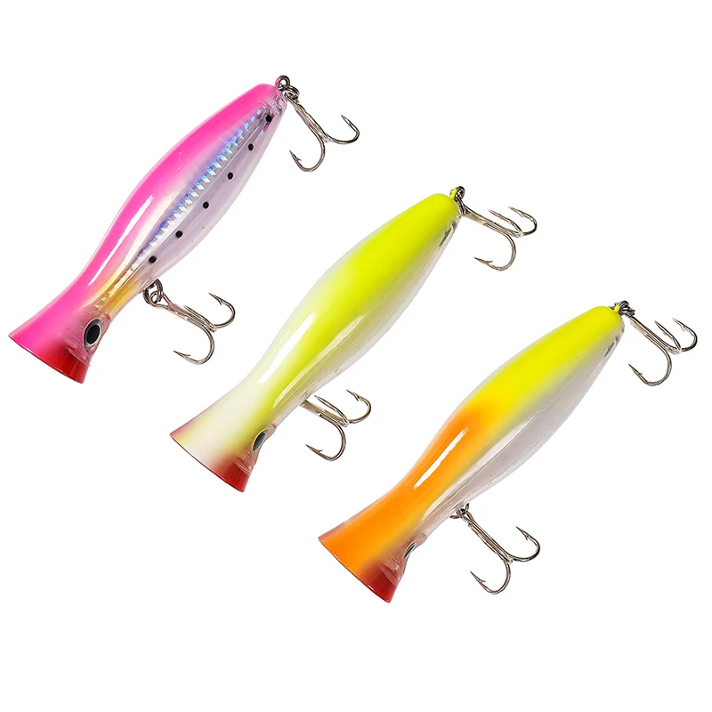 1PC Big Popper Lure Hard Fishing Baits Top Water Lure Saltwater Artificial Bait For Bass Isca Pesca 3 Colors