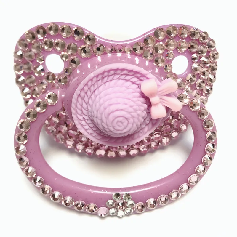 MIYOCAR unique handmade bling pink hat adult pacifier Adult Sized Cute Gem Pacifier Dummy ABDL Silicone Nipple pacifier