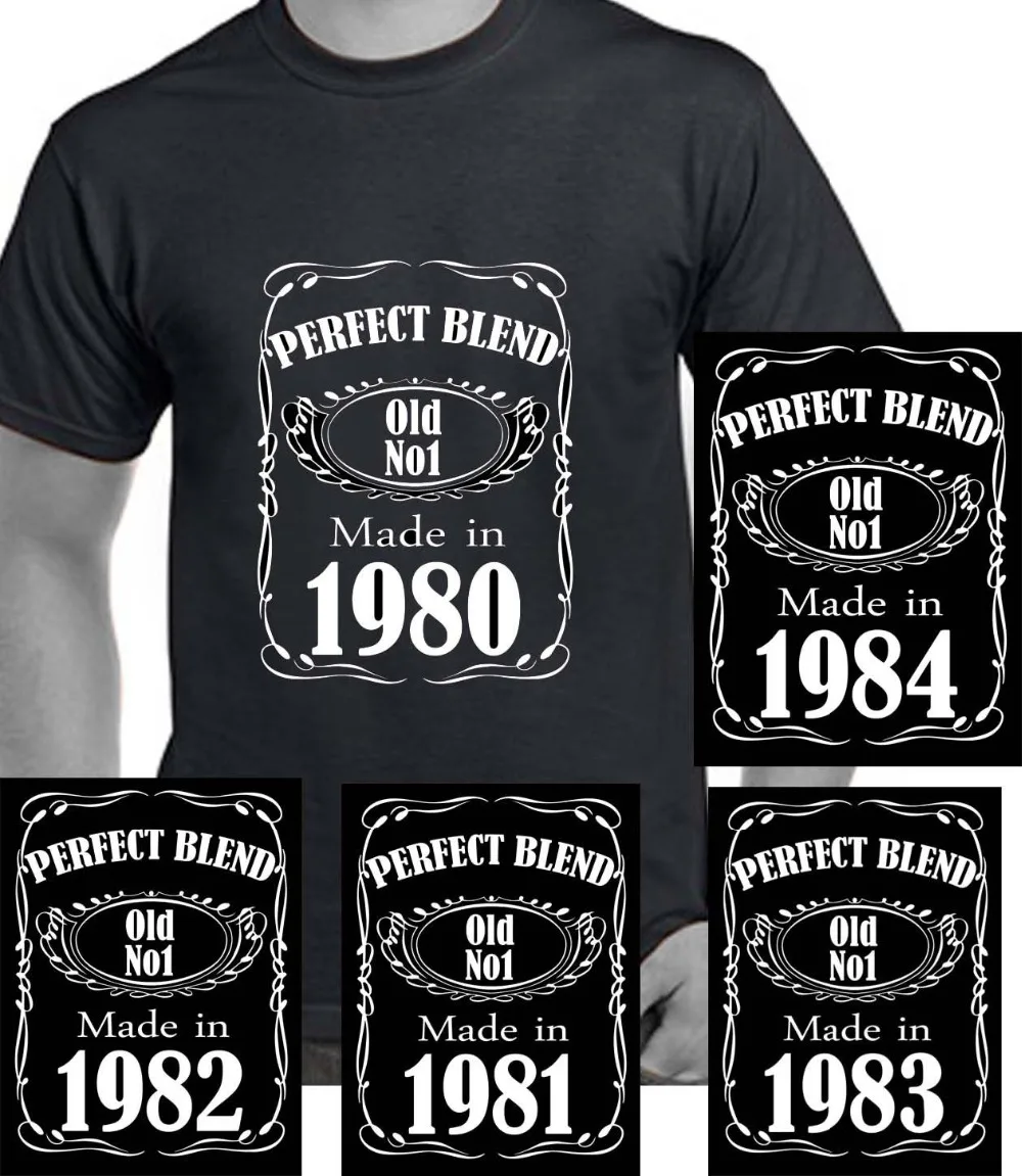 2019 Short Sleeve O-Neck Tops Tees Men 100% Cotton 1980 1981 1982 1983 1984 Tshirt Birthday Age Year Party Gift Hip Hop Tshirts