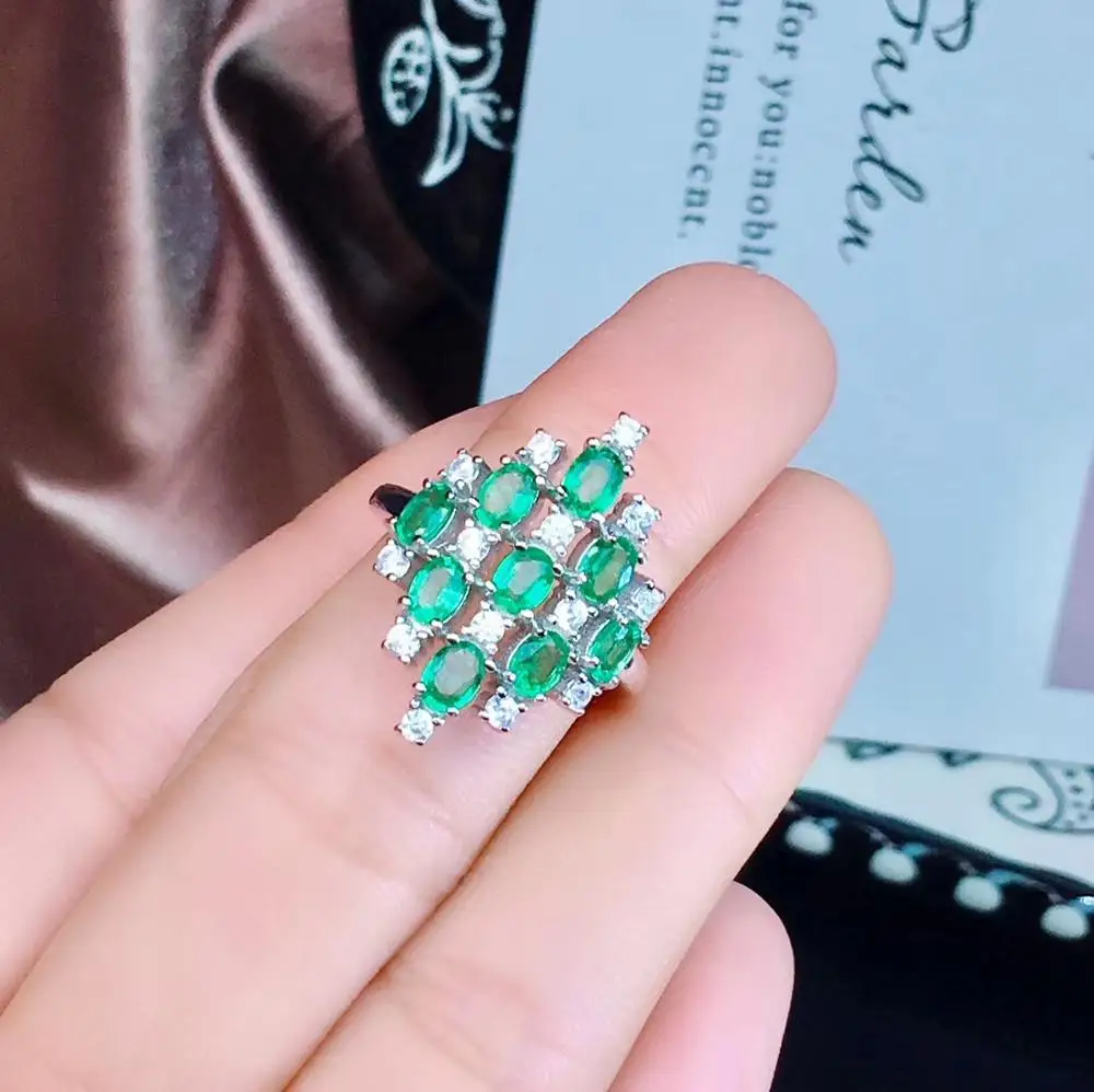 KJJEAXCMY boutique jewelry 925 sterling silver inlaid natural emerald green emerald female luxury ring support detection