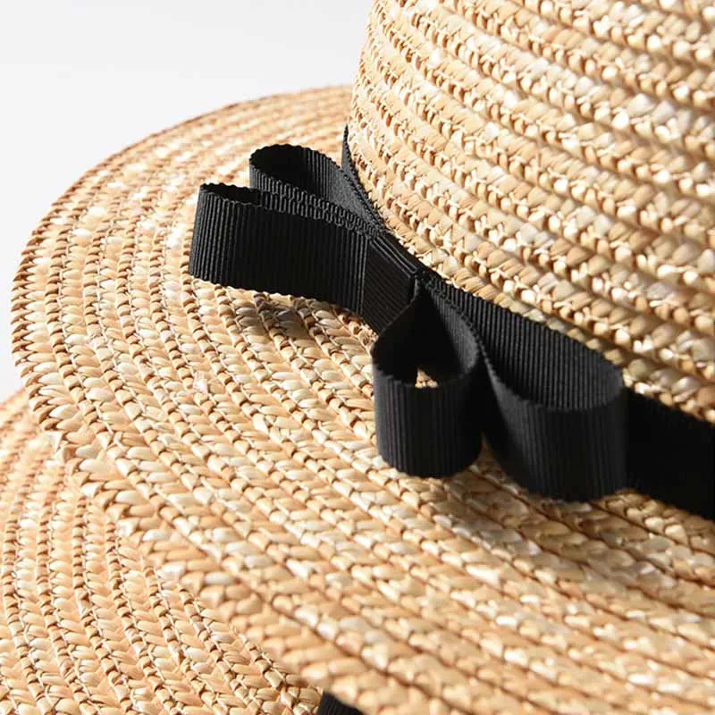 Wholesale Top Quality Classical Summer Beach Hat Wide Brim Straw Boater Canotier Sun Hats for Women 56-58cm