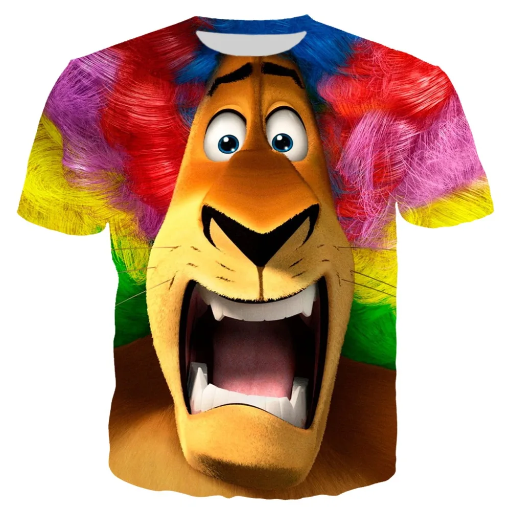 YX Girl 2019 Rainbow Hair Unisex Tshirt Women Men madagascar giraffe with afro Man Tshirts 3d Printed T-shirt Streetwear 7XL