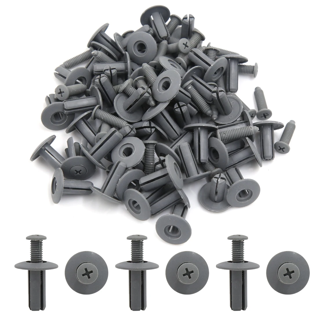 X Autohaux 20Pcs 30pcs 40Pcs 50Pcs 100Pcs Black Gray Plastic Splash Guard Fastener Rivet Clips 8Mm X 20Mm X 20Mm
