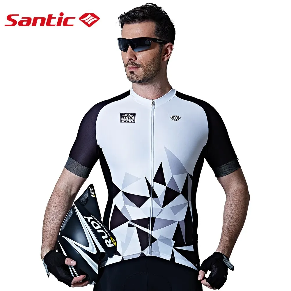 

Santic Men Cycling Short Jersey Pro Fit High Elastic Fabric Reflective Cuff Road Bike Short Sleeve Cycling Clothings M7C02110