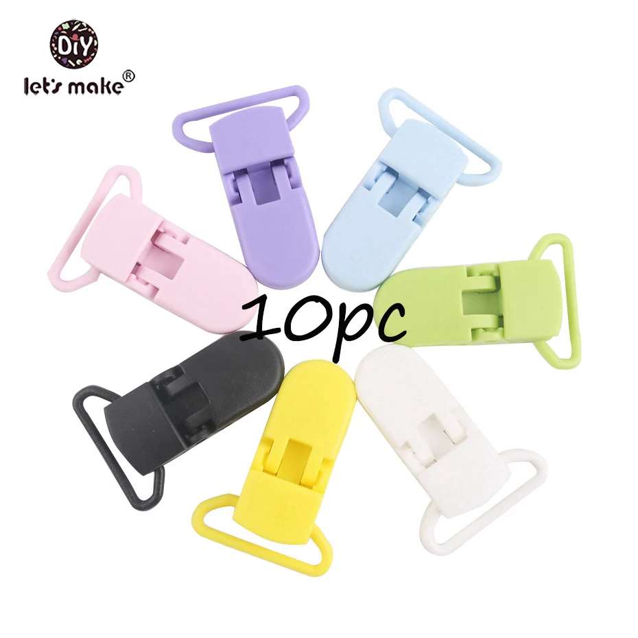 Let's Make Pacifier Clips 10pc DIY Jewelry Accessory Making Handmade Plastic Pacifier Clips Baby Teething Clip Nursing Pendant