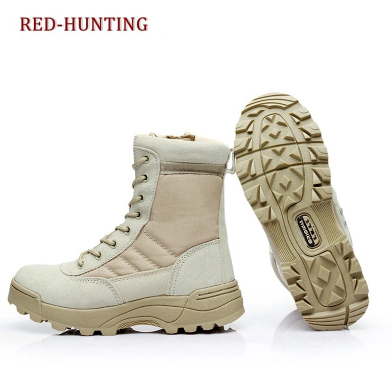 Men Canvas leather Shoes Military Tactical Army Battle Combat Boots Warm Outdoor Hiking Shoes