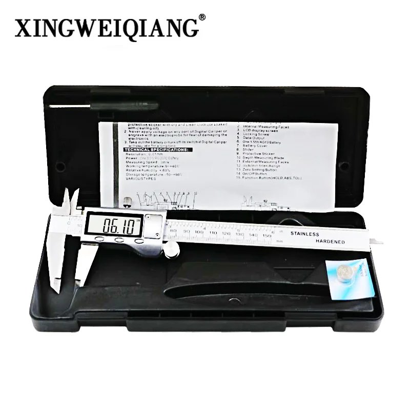 

LCD Digital Caliper 0-150mm 6 "Stainless Steel Metal Casing Digital Caliper Vernier Caliper Electronic Caliper+Original Box