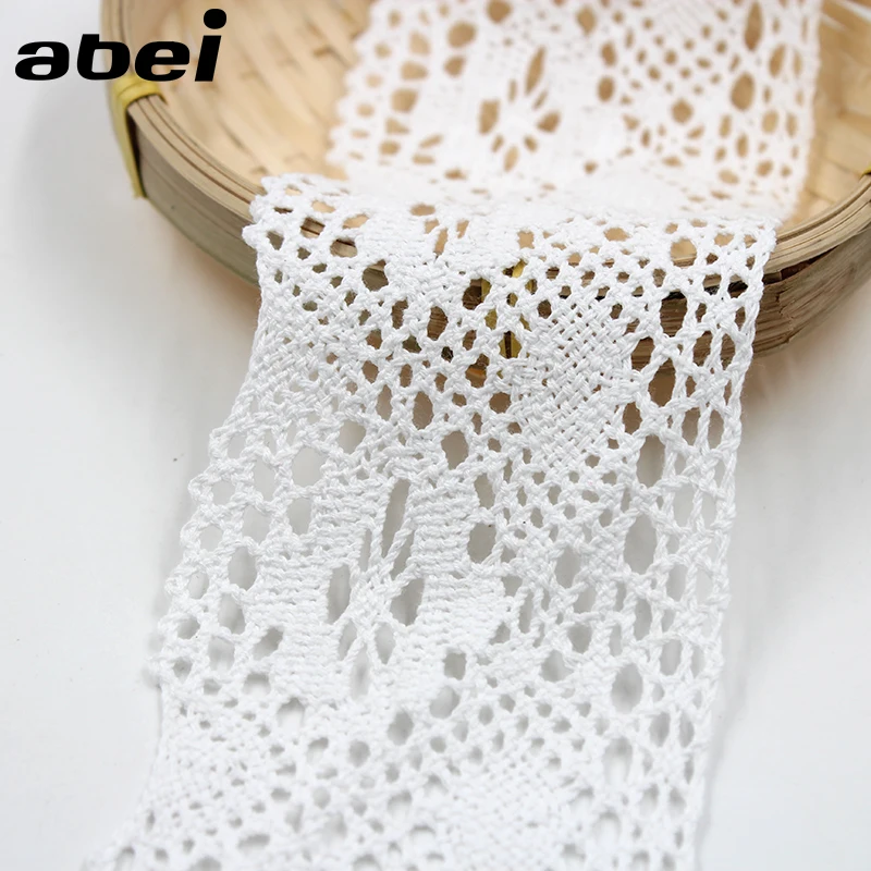 2yards/lot 7.5cm wide Cotton Embroidered Lace Trims White Cotton Lace Ribbon Tablecloth Sofa Sweater Wrapping Edge Home Decors