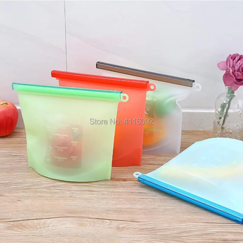 4pcs/set Reusable Silicone Vacuum Food Fresh Bags Wraps Fridge Food Storage Containers Refrigerator Bag Kitchen Organizer