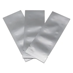 200Pcs 3.5*8.5cm Square Silver Pure Aluminum Foil Bags Heat Seal Vacuum Package Bag With Open Top for Food Snacks Nuts Storage