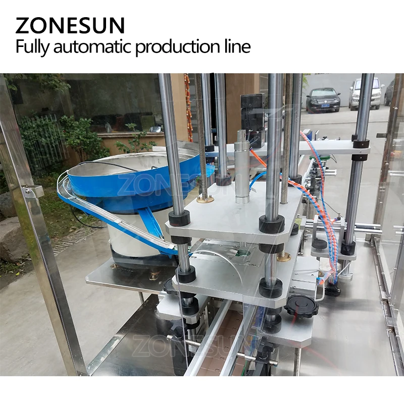 ZONESUN Full Automatic Production Line Liquid Bottle Filling Capping Labeling  Packing machine