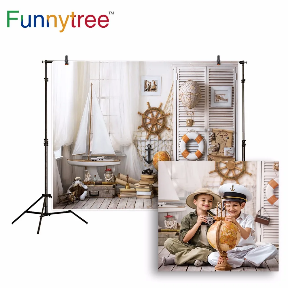 

Funnytree photography background room Adventure toy Treasure sailing photographic accessories backdrop photobooth photocall