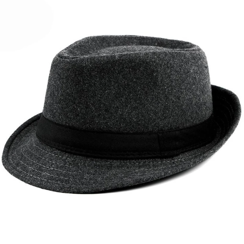 HT1519 Spring Autumn Men Women Fedoras Solid Wool Felt Bowler Derby Hat with Black Band British Style Jazz Trilby Hat Fedora Hat