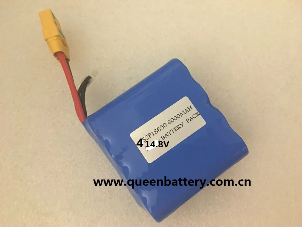 

14.4V 14.8V 4S2P 18650 hg2 battery pack 6000mAh with XT90 with jst connector