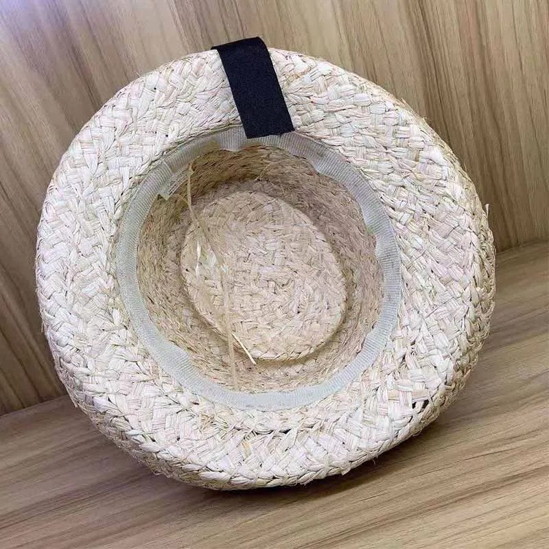 New Natural Straw Fedoras Foldable Trilby Short Brim Summer Hat Derby Raffia Hat Black Ribbon Panama Hat Elegant Ladies Cap