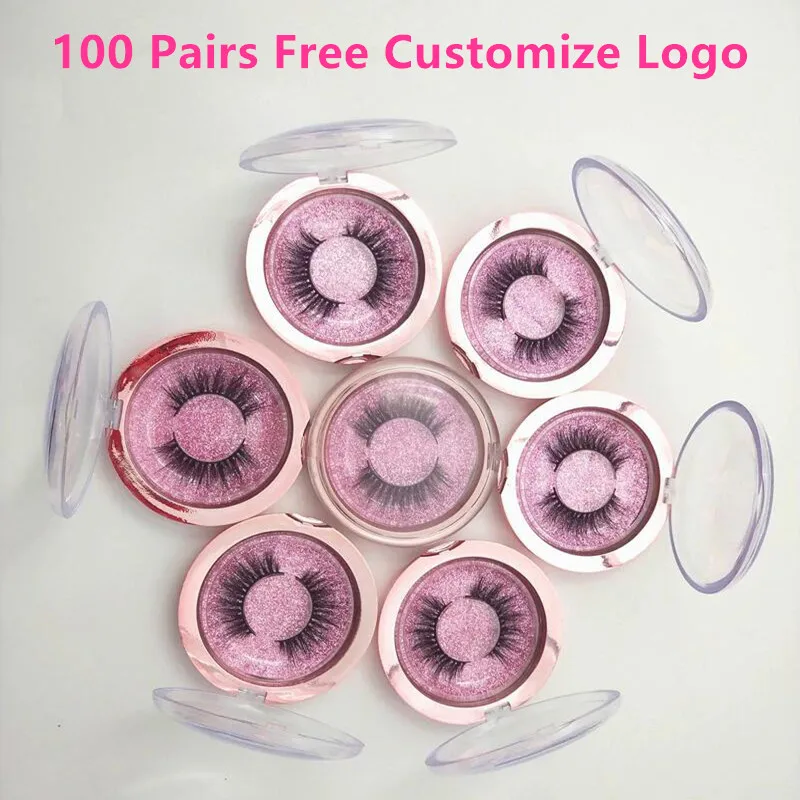 Free Customzie Logo 100Pairs Wholesale Eyelashes Mink False Lashes Handmade Mink 3D Dramatic Lashes 18Styles Free DHL Shipping