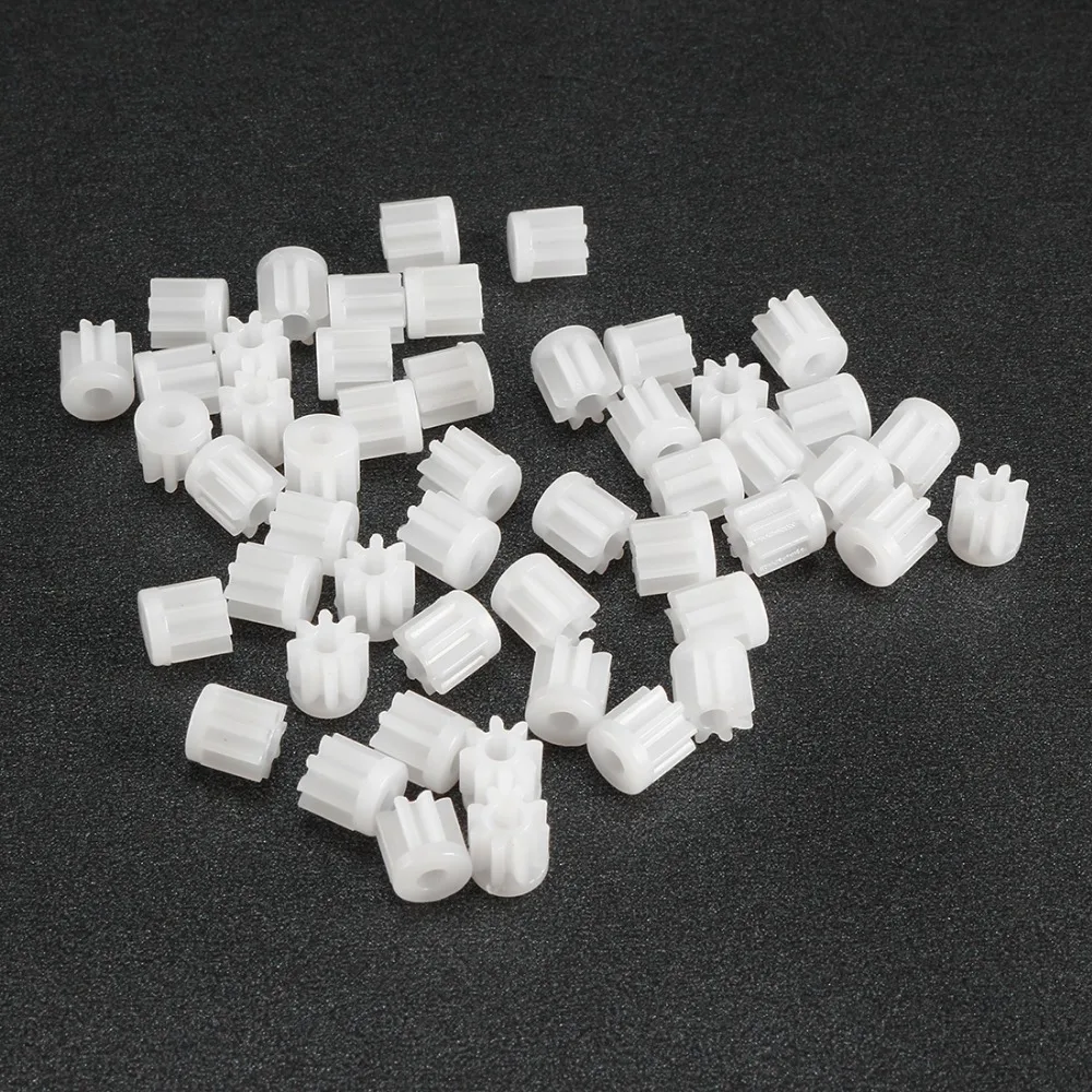 Uxcell 50Pcs/lot 082A Plastic Gear 5x5mm white Toy Accessories 2mm Hole Diameter with 8 Teeth for DIY Car Robot Motor