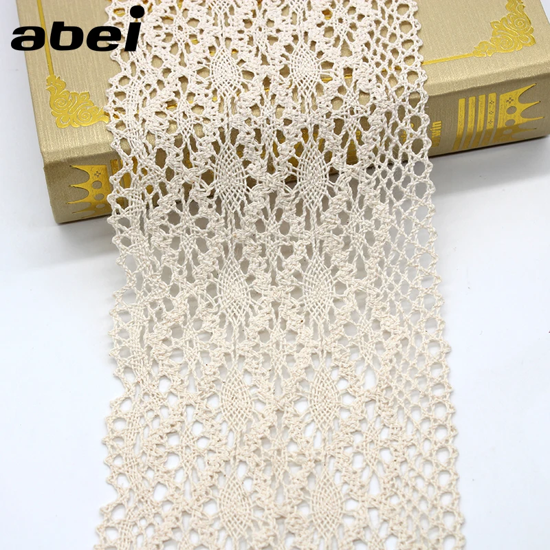 13cm wide 1Yard Handmade Patchwork Cotton Material Cotton Lace Ribbon Beige Color Cotton Lace Trimming Hometexile Decors