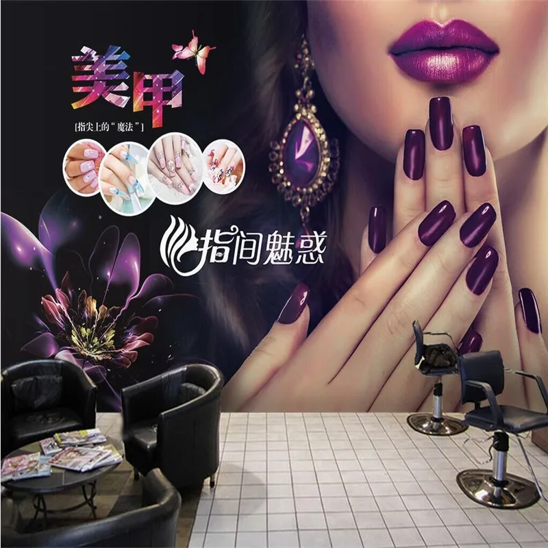 Fashion nail art decorative painting wall professional production wallpaper mural