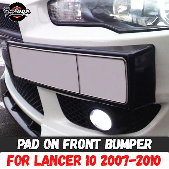 

Pad on front bumper for Mitsubishi Lancer 10 2007-2010 ABS plastic podium of license plate cover accessories car tuning styling