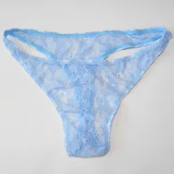 G1519 Stretchy Unisex Mens Thong Flat Front Low Rise Floral Lace nylon spandex