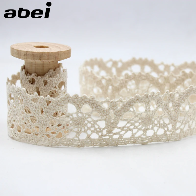 5yards/lot 3.5cm Cotton Lace Trims Beige Ribbon Wedding Craft Scrapbook Decoration Hometexile Sweater Tablecover Embellishment